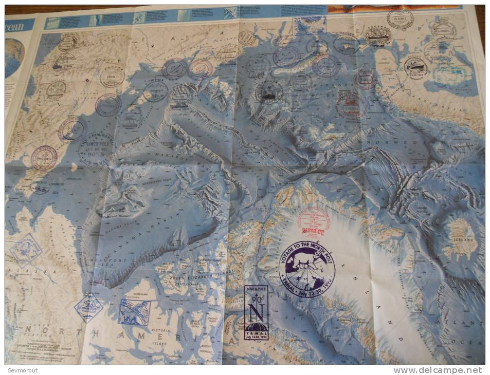 GEOGRAPHY MAP DRIFT STATION NORTH POLE BASE POLAIRE NUCLEAR ICEBREAKER BRISE-GLACE ATOMIQUE EISBRECHER ARCTIC POLAR