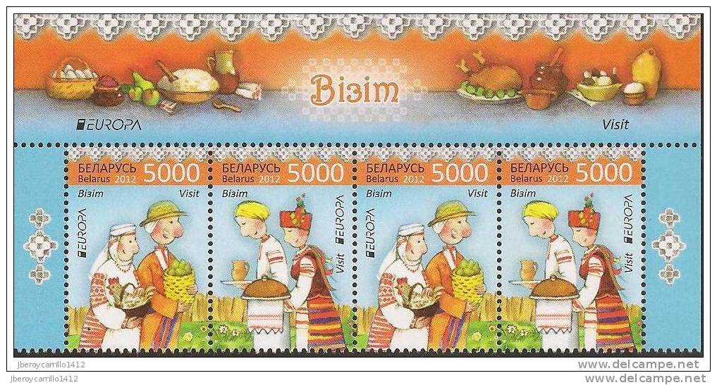 NOVEDAD - BIELORUSIA - EUROPA 2012 -TEMA ANUAL " VISIT BELARUS".- DOS SERIES De 2 V. SUPERIOR HOJA - 2012