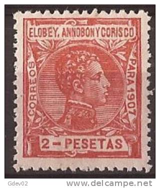 EAC46-LB024.Guinee .Guinea  ELOBEY,ANNOBON Y CORISCO 1907 (Ed 46**) Sin Charnela. MAGNIFICO. - Elobey, Annobon & Corisco