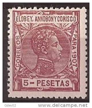 EAC49-LB025TAN..Guinee.Guinea   ELOBEY,ANNOBON Y CORISCO 1907 (Ed 49**) Sin Charnela. MAGNIFICO. - Nuevos