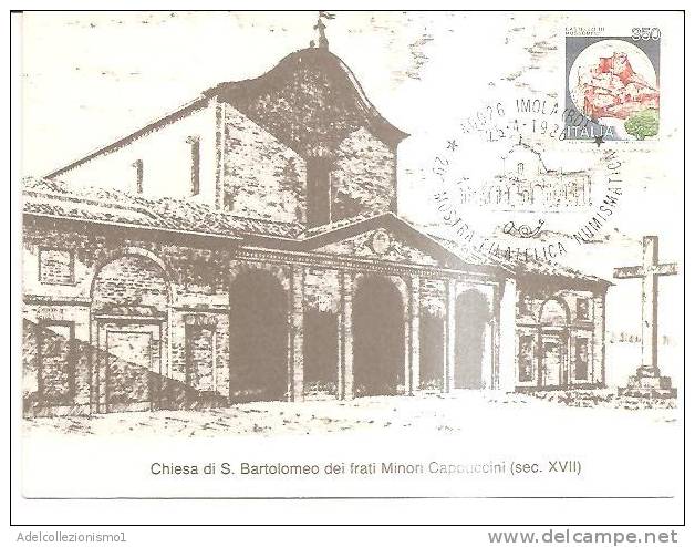 58164)cartolina Illustratoria Imola - Chiesa S. Bartolomeo Con Un Valore + Annullo - Imola