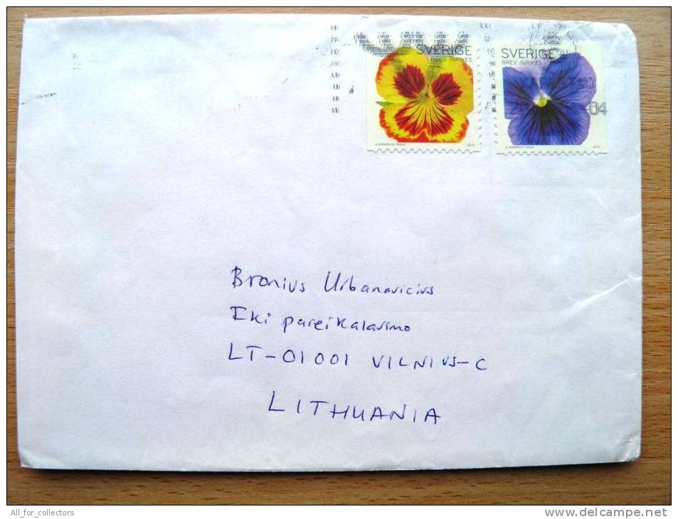 Cover Sent From Sweden To Lithuania, Flowers Plants - Cartas & Documentos