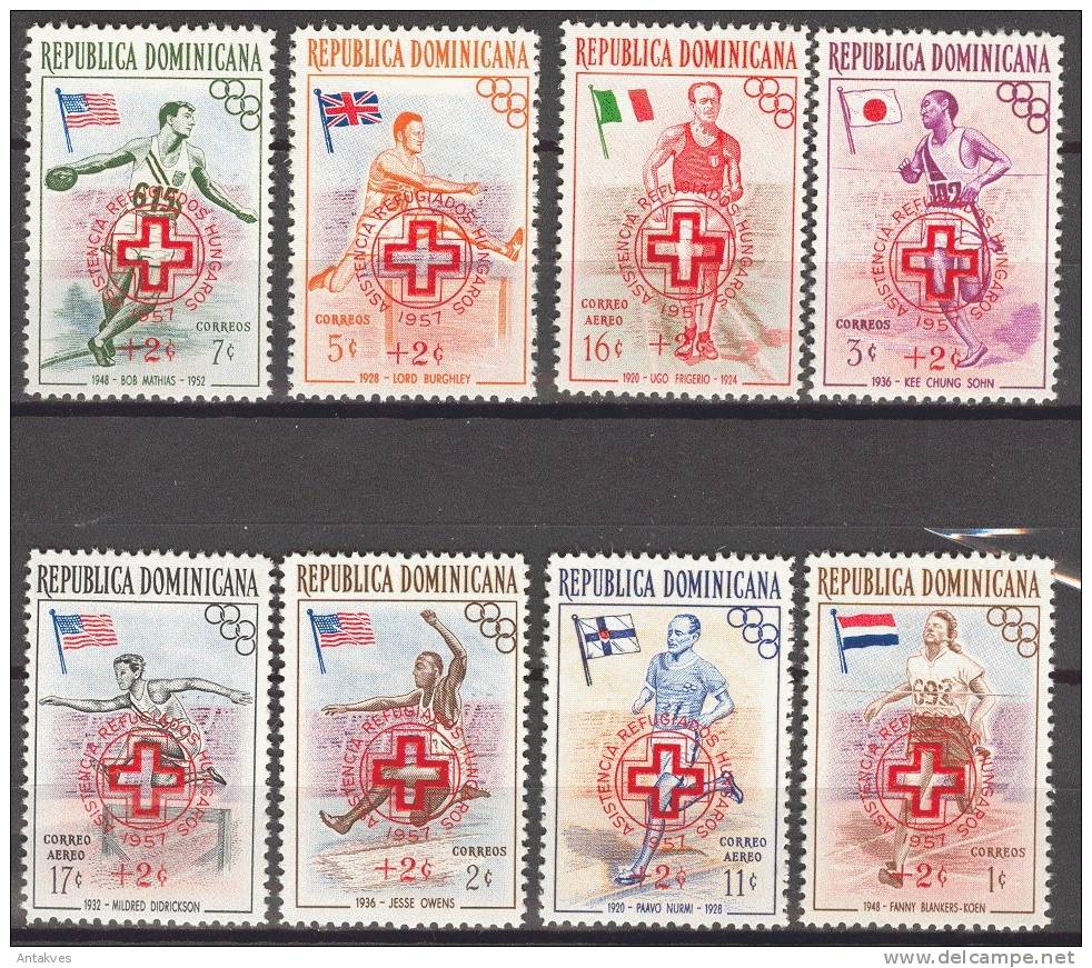 Dominican 1957 Olympic Games Melbourne-1956 Red Cross Set Of 8 MNH - Ete 1956: Melbourne