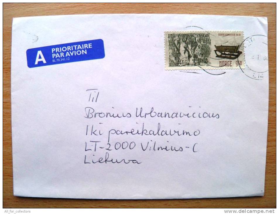 Cover Sent From Norway To Lithuania, Oseberg - Briefe U. Dokumente