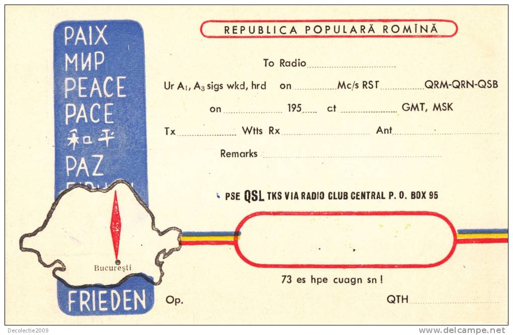 ZS30618 Cartes QSL Radio ROMANIA Used Perfect Shape Back Scan At Reques - Radio