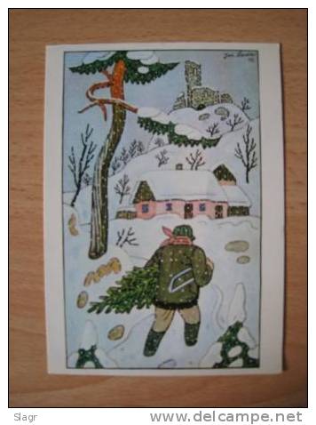 Josef Lada - Czech Postcard - Winter 12 - Unclassified