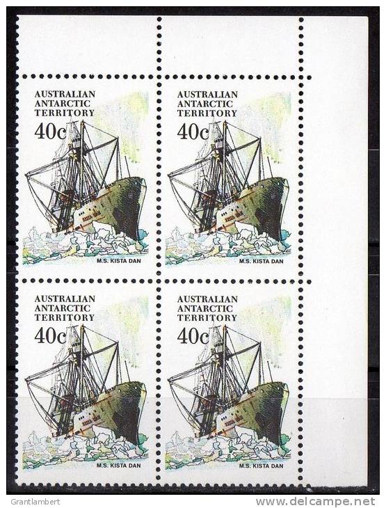 Australian Antarctic 1979 Ships 40c Kista Dan MNH Block Of 4 - Unused Stamps