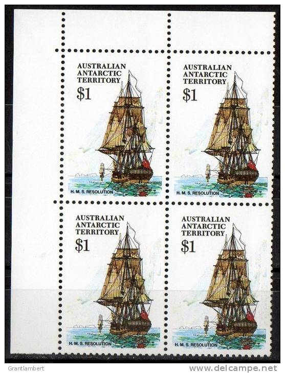 Australian Antarctic 1979 Ships $1 Resolution MNH Block Of 4 - Unused Stamps