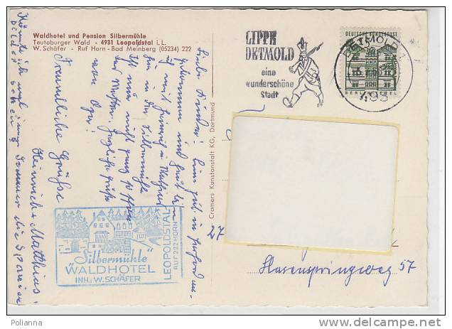 PO3928B# GERMANIA - GERMANY - TEUTOBURGER WALD - LEOPOLDSTAL - WALDHOTEL UND PENSION SILBERMUHLE  VG 1968 - Altri & Non Classificati