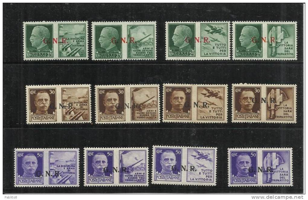 ITALIA REGNO REPUBBLICA SOCIALE RSI 1944 PROPAGANDA DI GUERRA GNR SERIE COMPLETA MNH - Exprespost