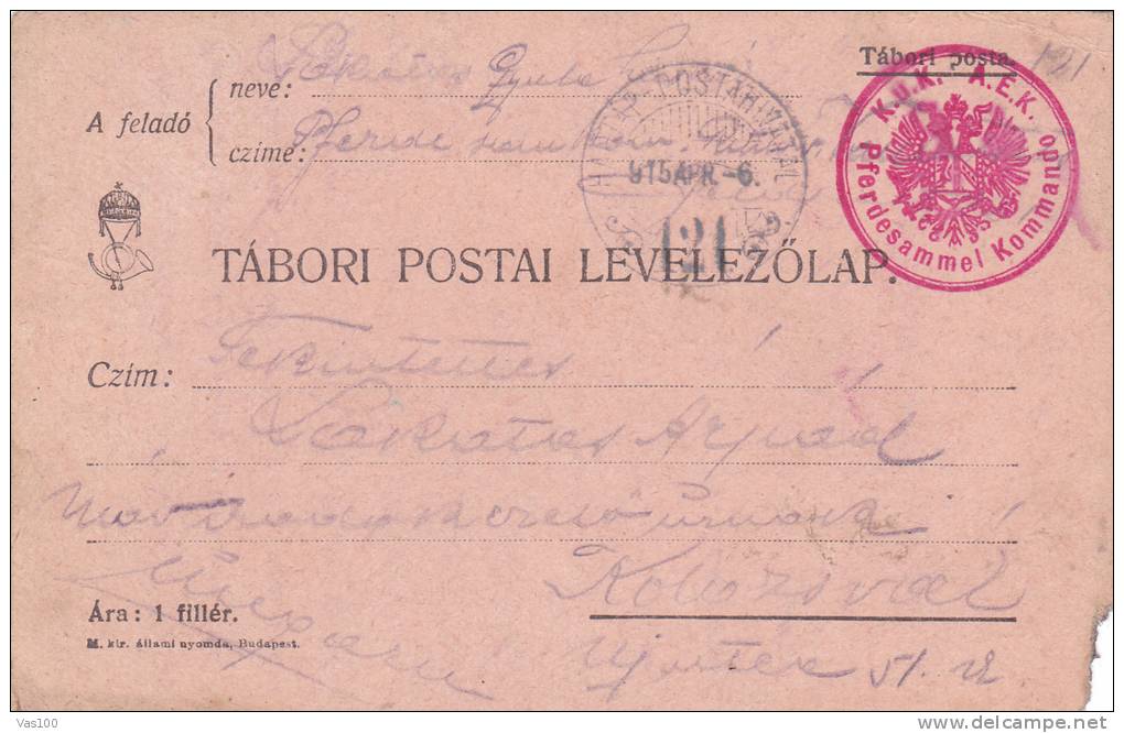 PC, CENSORED,  WW1, 1915, HUNGARY, SENT TO ROMANIA - 1. Weltkrieg