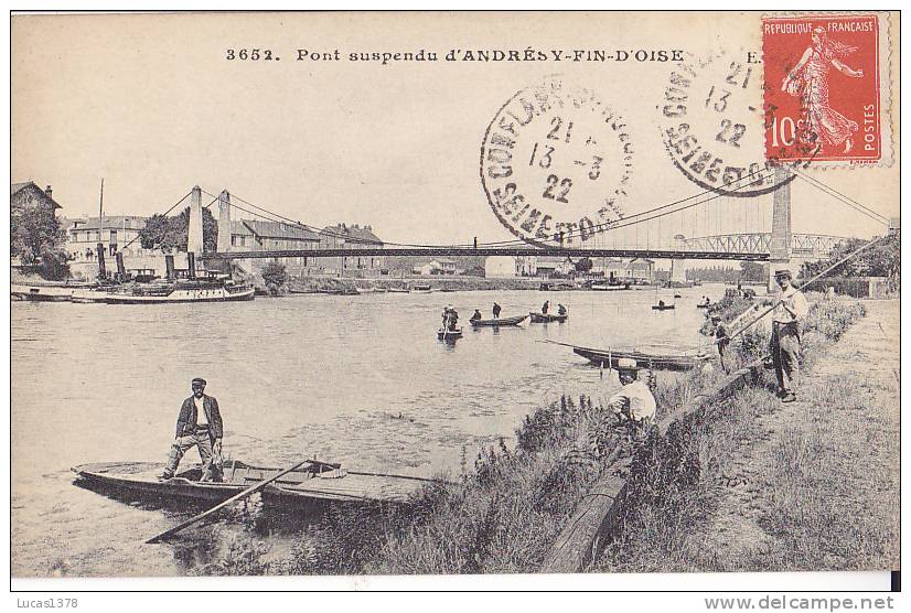 78 / PONT SUSPENDU D ANDRESY FIN D OISE / TRES JOLIE CARTE / PECHEURS - Andresy