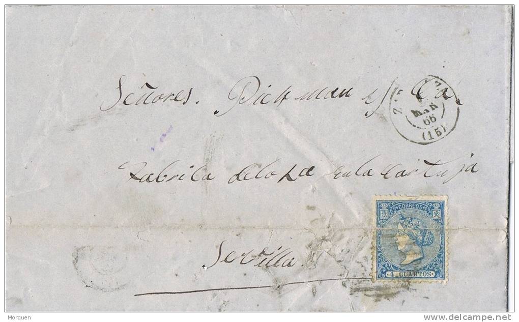 Carta Entera ZARAGOZA  1866, Parrilla Numeral 15 - Storia Postale