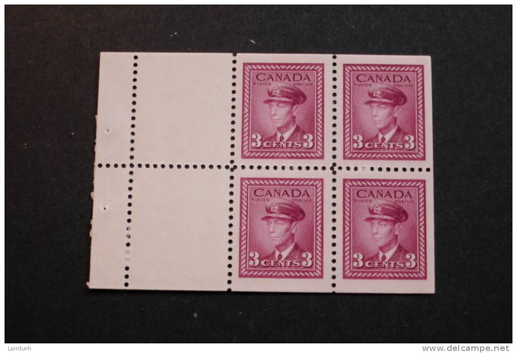 Canada 252a King George VI War Issue Booklet Pane Of Four And Two Labels VF MNH 1942-43 A04s - Heftchenblätter