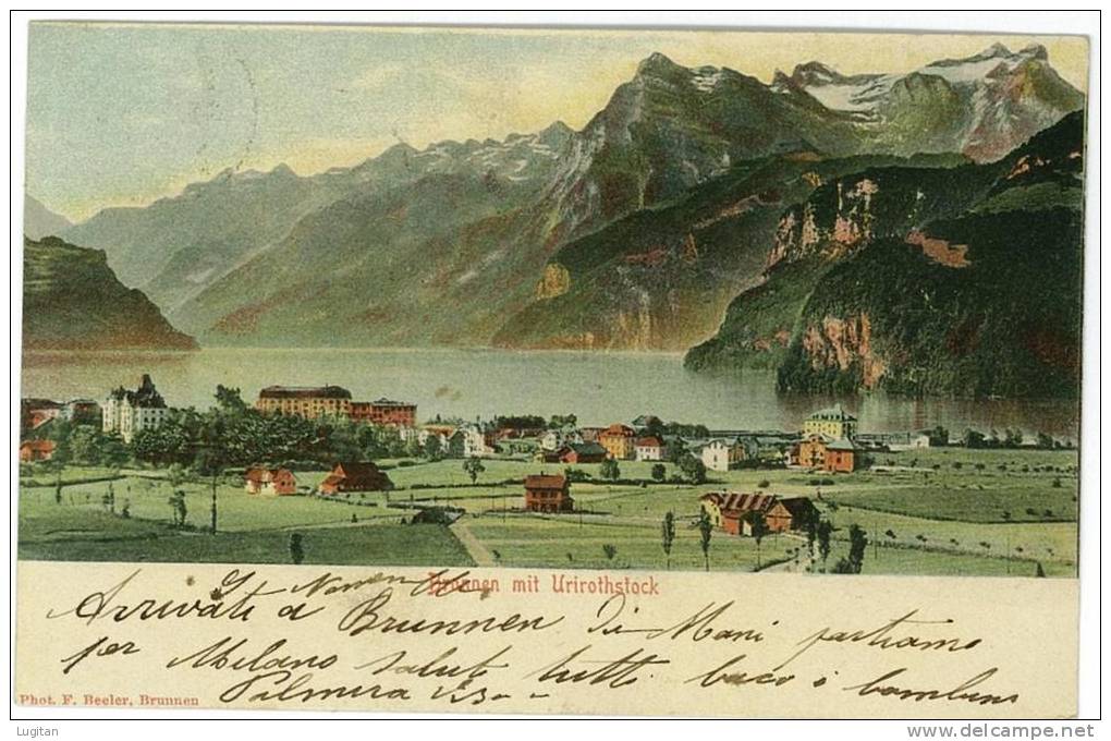 CARTOLINA - BRUNNEN MIT URIROTHSTOCK - PANORAMA   - VIAGGIATA NEL 1903 -  SUISSE - SVIZZERA - Altri & Non Classificati