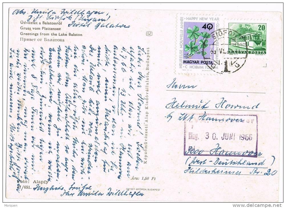 Postal SIOFOK (Hungria) 1966. Vista Lake Balaton - Lettres & Documents