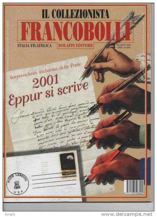 Lib029 Rivista Mensile Filatelia  "il Collezionista Francobolli" | N.3 Marzo 2001, Primo Uomo Luna, First Man Moon - Italienisch