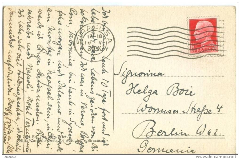 Italy, Siracusa, Anfiteatro Romano, 1930s Used Postcard [P9320] - Siracusa