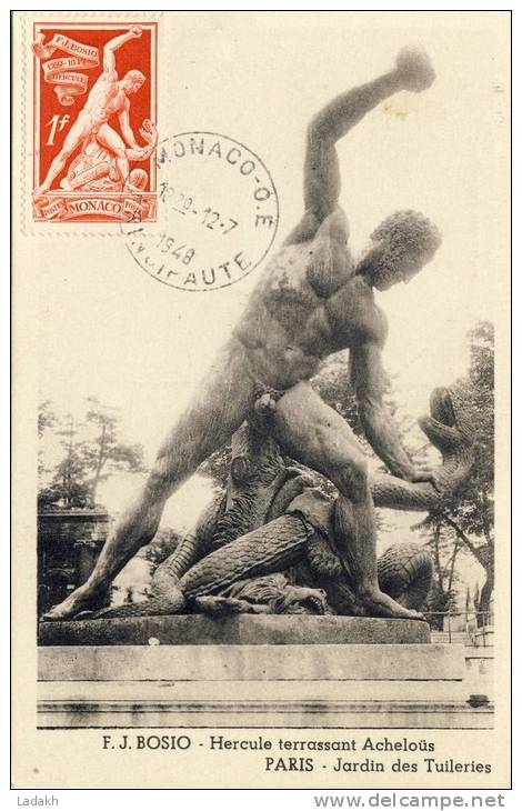 4 CARTES MAXIMUM   RARES 1948 MONACO # SERIE SCULPTURES BOSIO # TIRAGE: 250 EXEMPLAIRES - Cartes-Maximum (CM)