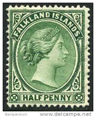 Falkland Islands #9 Mint Hinged 1/2p Green Victoria From 1891 - Falkland