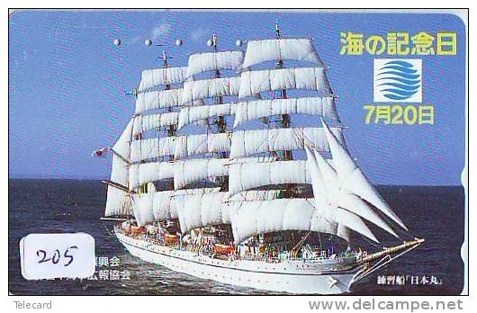 Télécarte Japon * BATEAU VOILIER * Sailing SHIP (205) Phonecard Japan * SCHIFF * Segelschiff * Zeilboot * YACHT - Barche