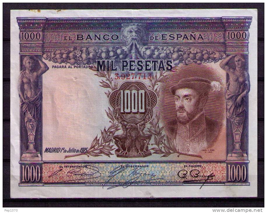 BILLETE DE 1000 PESETAS DE 1925 (CARLOS I)  EXCELENTE CONSERVACION  (VER FOTO) - 1000 Peseten