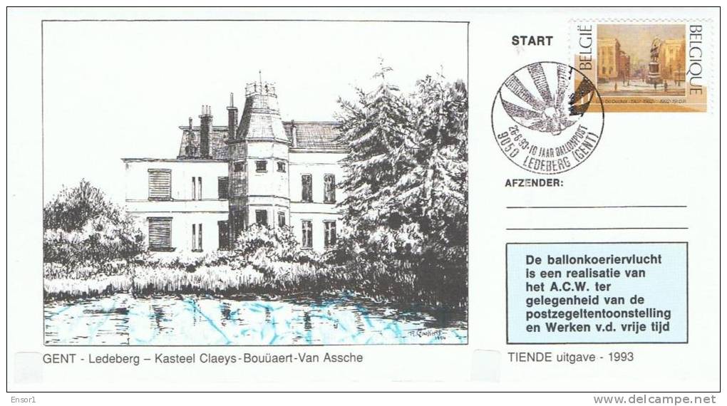 België - 1993 - Ballonkoerier - Vlinder - See Info - Wortegem-Petegem - Brieven En Documenten