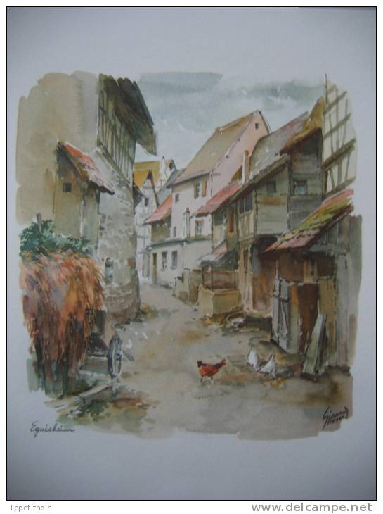 Aquarelle Gérard Meyer Paysages D’Alsace Scherwiller Magstatt-le-Haut Bouxwiller Eguisheim Wissenbourg Et Kayserberg - Aquarel