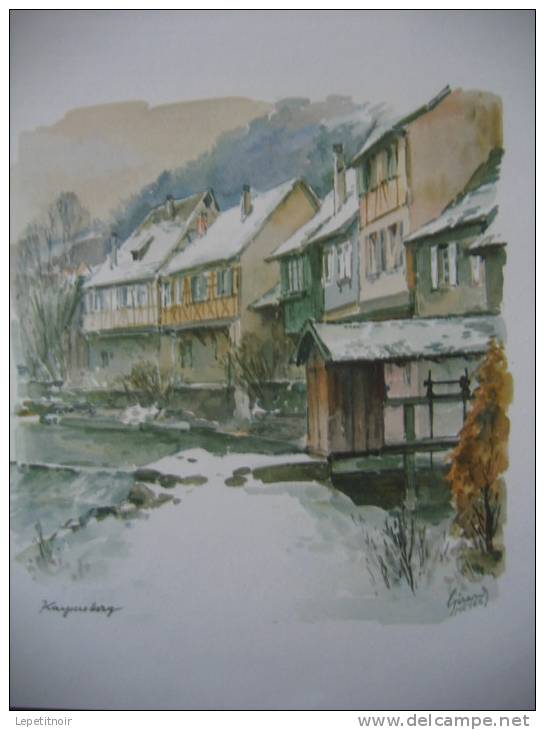 Aquarelle Gérard Meyer Paysages d’Alsace Scherwiller Magstatt-le-Haut Bouxwiller Eguisheim Wissenbourg et Kayserberg