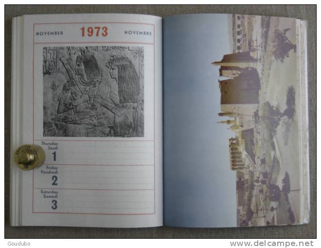 Agenda 1973 Centre de documentation sur l'ancienne Egypte Le Caire. 17 photos.