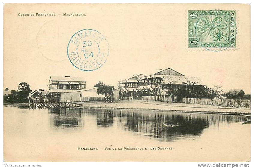 180848-Madagascar, Mananjary, Vue De La Presidence Et Des Douanes, UDB, Stamp, 1904 PM - Madagascar