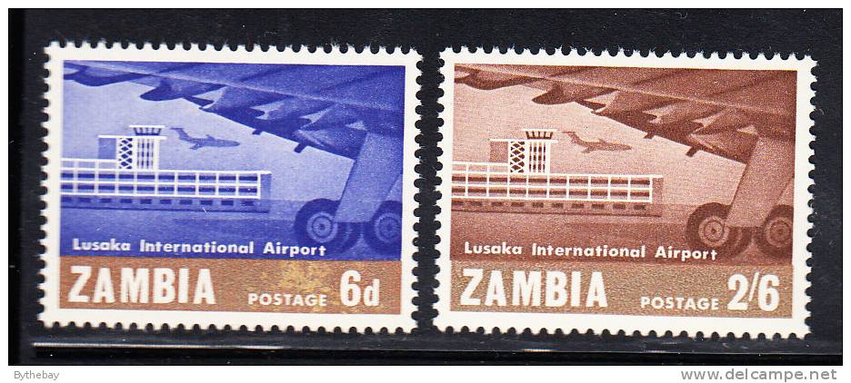 Zambia MNH Scott #32-#33 Opening Of Lusaka International Airport - Zambie (1965-...)