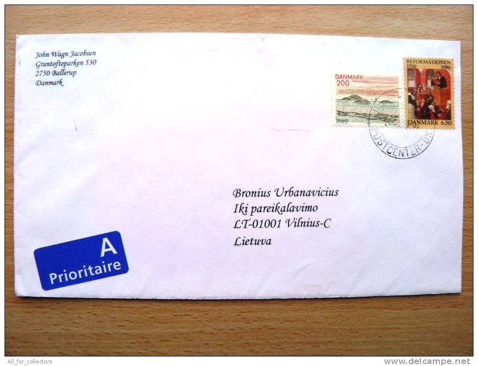 Cover Sent From Denmark To Lithuania, 2011, Trans, Reformationen - Lettres & Documents