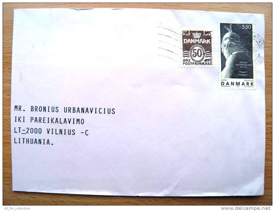 Cover Sent From Denmark To Lithuania, Bertel Thorvaldsen - Covers & Documents