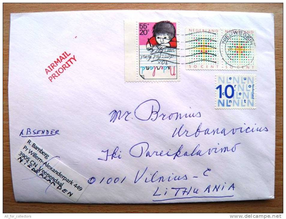 Cover Sent From Netherlands To Lithuania, Children Kind - Lettres & Documents