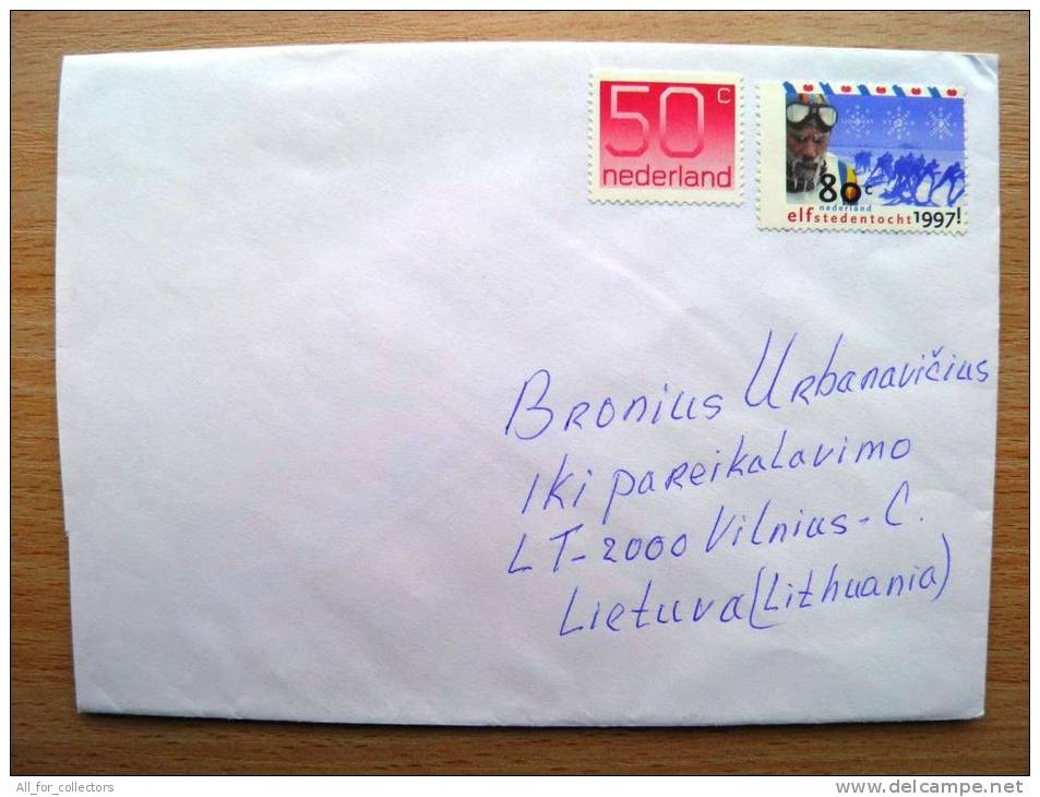 Cover Sent From Netherlands To Lithuania, 2004, Sport Skiing - Brieven En Documenten