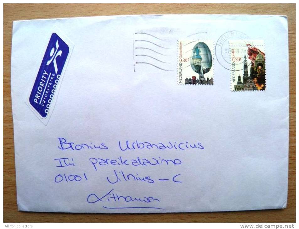 Cover Sent From Netherlands To Lithuania, Leiden Schoonhoven - Storia Postale