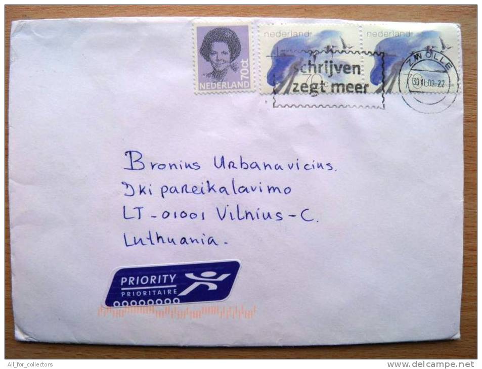 Cover Sent From Netherlands To Lithuania, Waddenzee - Briefe U. Dokumente