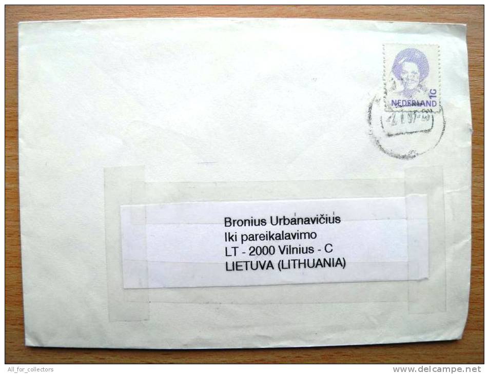 Cover Sent From Netherlands To Lithuania, 1997 - Lettres & Documents