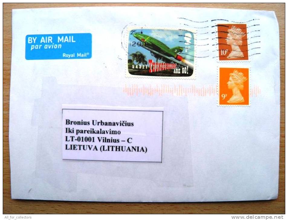 Cover Sent From UK To Lithuania, 2011 Thunderbirds Are Go - Lettres & Documents