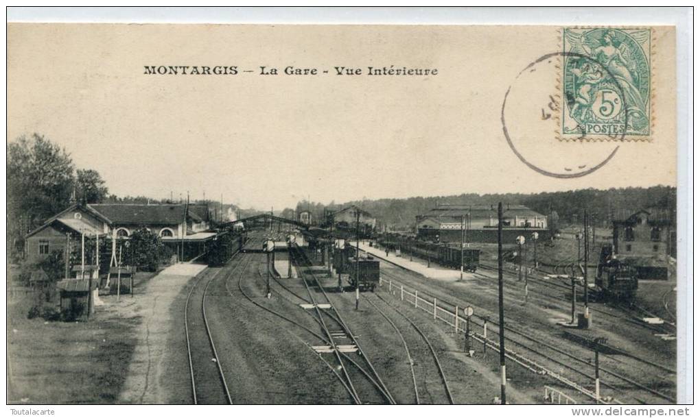 CPA 45 MONTARGIS LA GARE VUE INTERIEURE 1906 - Montargis