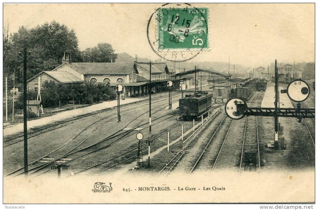 CPA 45 MONTARGIS LA GARE LES QUAIS 1908 - Montargis