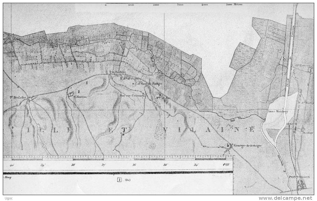 CARTE MARINE De Cancale à Bricqueville - Baie Du Mont St-Michel - Iles Chausey  - 1.05m X 0.70m - 1943 - 634 - Nautical Charts