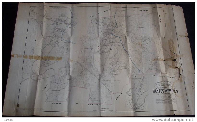 Rare Plan POPP De La Commune De HANTES WIHERIES Avec Liste Du Parcellaire Et Pochette - Cartes Topographiques