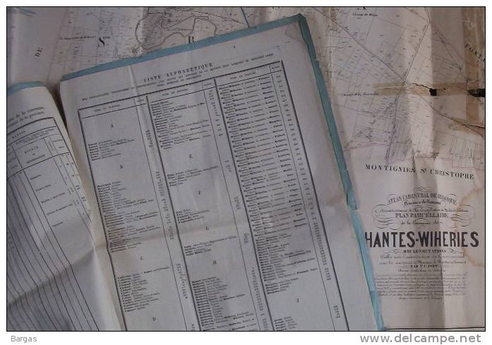 Rare Plan POPP De La Commune De HANTES WIHERIES Avec Liste Du Parcellaire Et Pochette - Cartes Topographiques