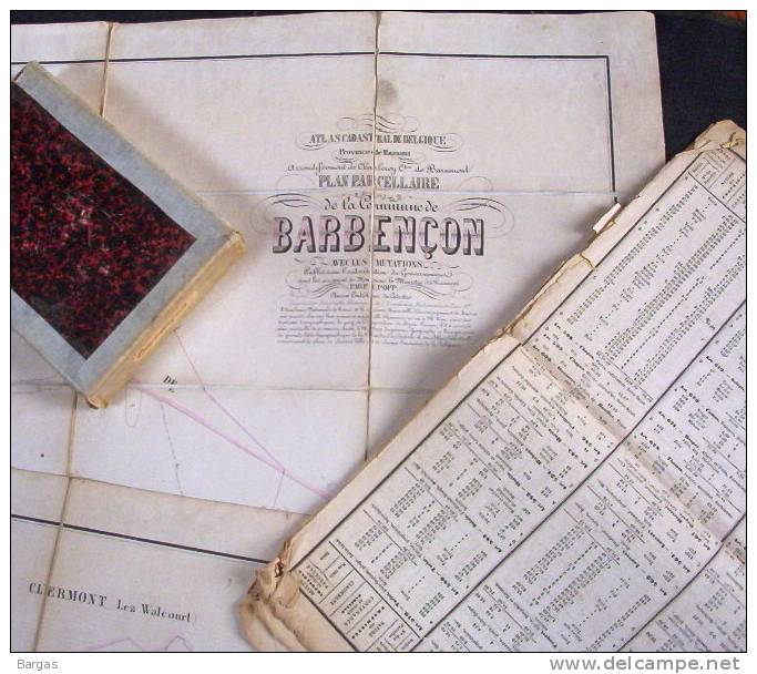 Rare Plan POPP De La Commune De BARBENCON ( Chimay ) Avec Liste Du Parcellaire Et Pochette - Cartes Topographiques