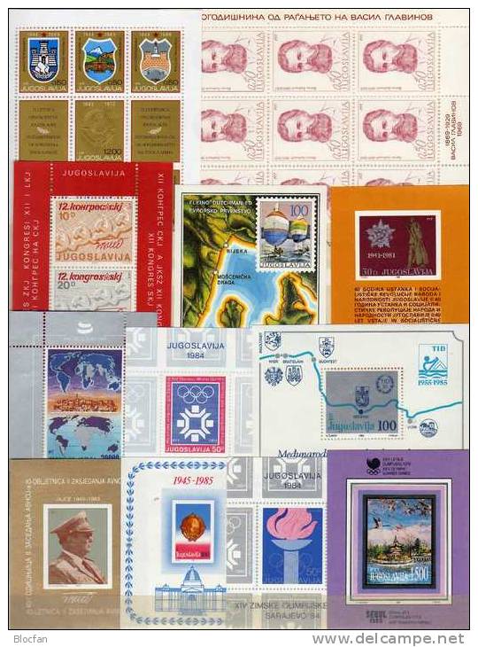 12 Blocks Jugoslawien Block #16-35 ** 34€ Tito Jubiläum Sport Philatelic Bloc Wap Flag Sheet History Fogli Bf Yugoslavia - Hojas Y Bloques