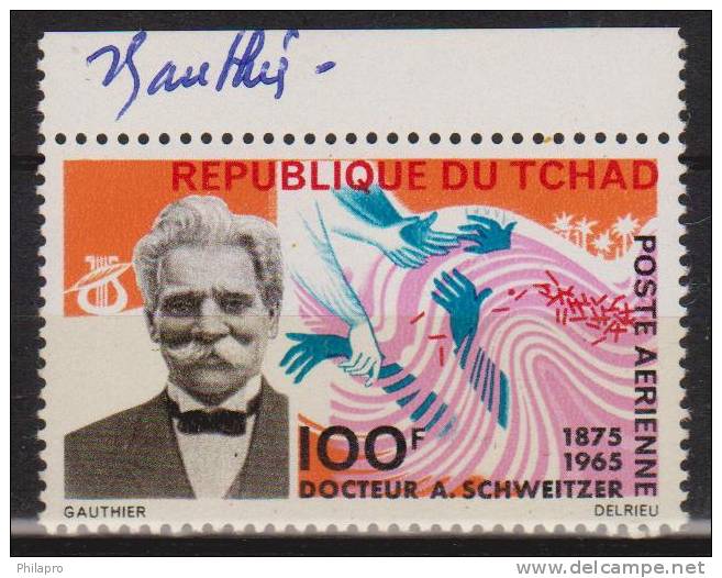 TCHAD  DR. ALBERT SCHWEITZER  +SIGNATURE   YVERT N°PA28 **MNH  Réf  1018 - Albert Schweitzer