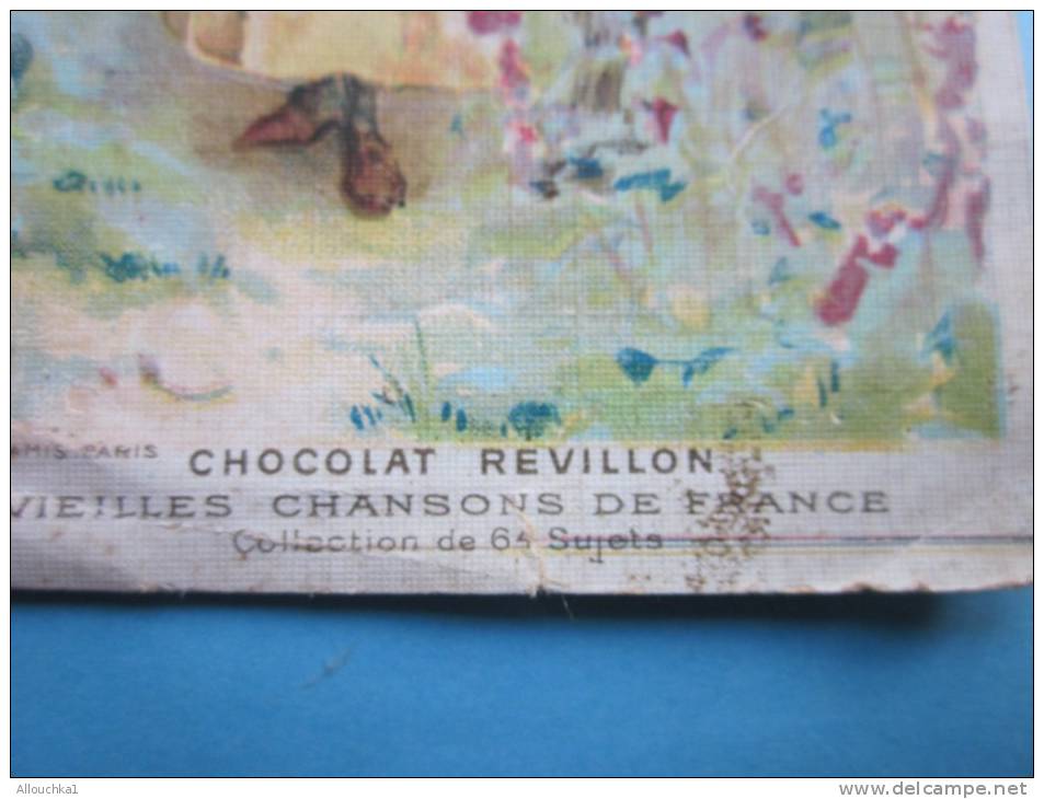 Chocolat Révillon:Vieilles Chansons De France"Combien J'ai Douce Souvenance "verso Paroles Notes Musique-Chromo Et Image - Revillon