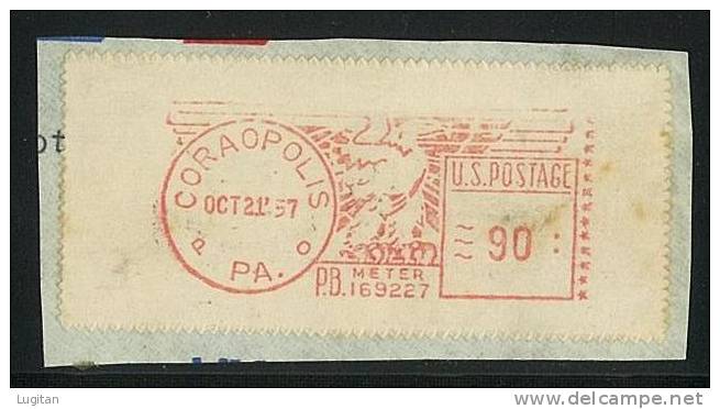 FILATELIA - FRANCO/ANNULLO MECCANICO ROSSO - CORAOPOLIS ANNO 1957 - MECHANICAL RED CANCEL STAMP - Poststempel